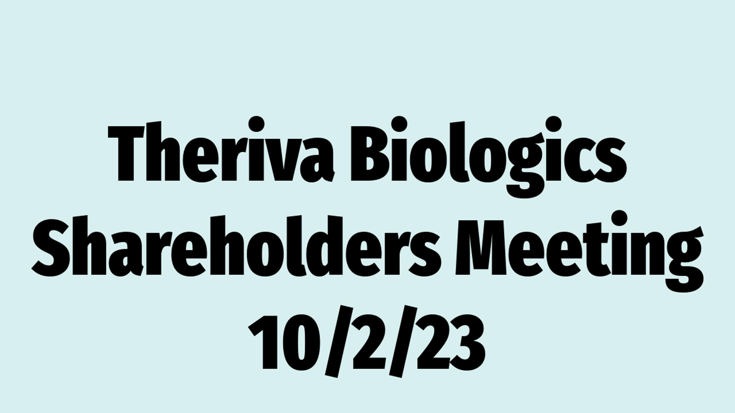 TOVX Shareholders meeting October 2, 2023 Mark Nejmeh